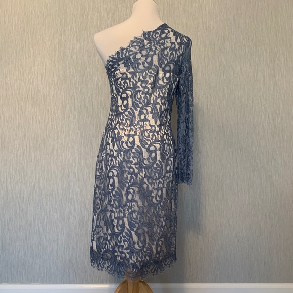 NEW Custom Lace Dress Authentic Valentino Fabric Size 6-8 Slate Blue - Picture 5 of 9